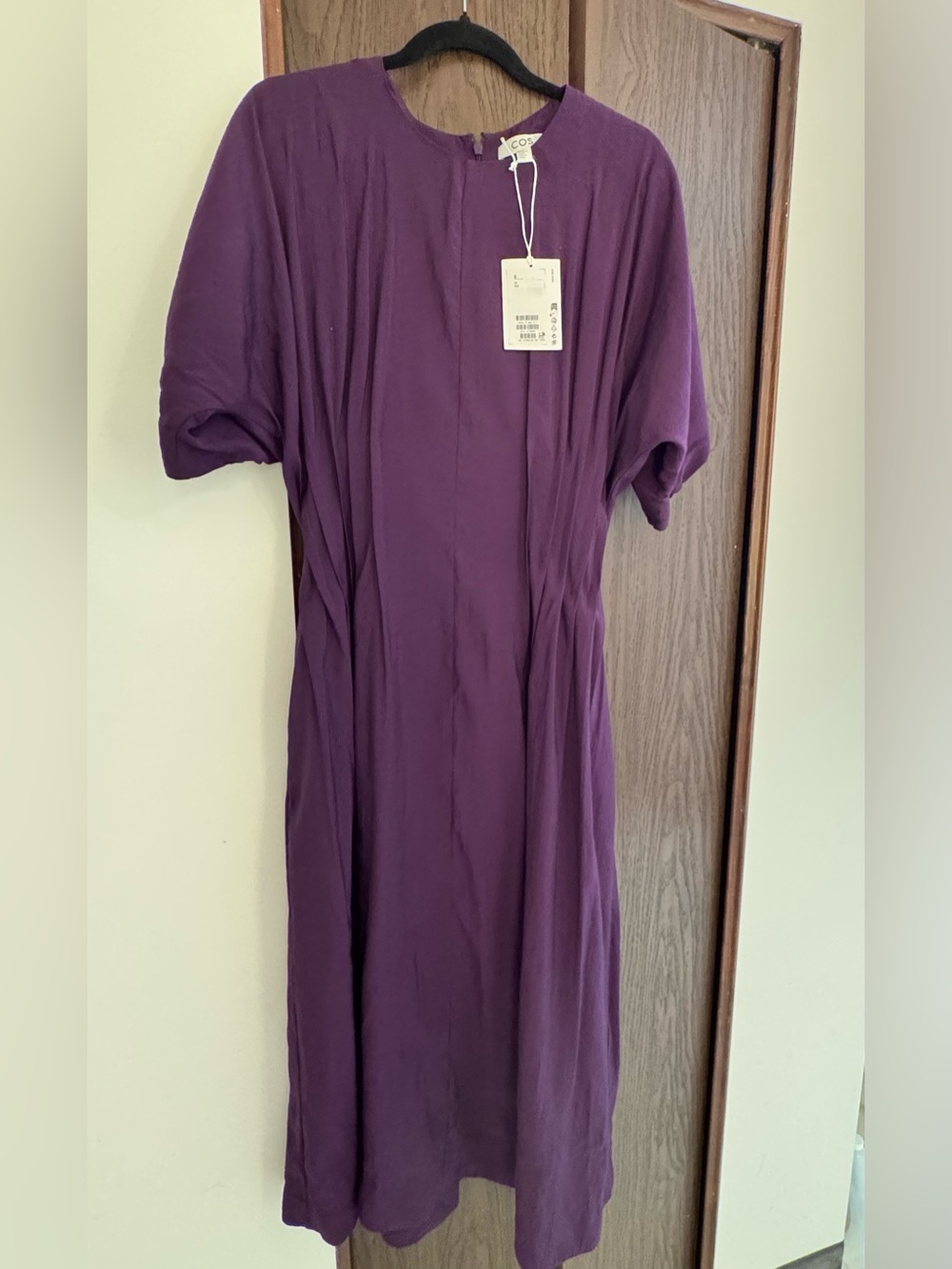 COS Deep Plum Short-Sleeve Midi Dress